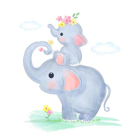 Mommy And Baby Vector Hd Images, Mommy And Baby Elephant Together, Baby ...