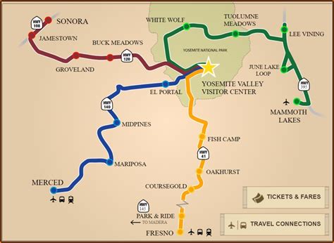 Map Yosemite National Park California - London Top Attractions Map