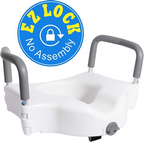 Medical Elevated Raised Toilet Seat & Commode Booster Seat Riser with Removable Padded Grab bar ...