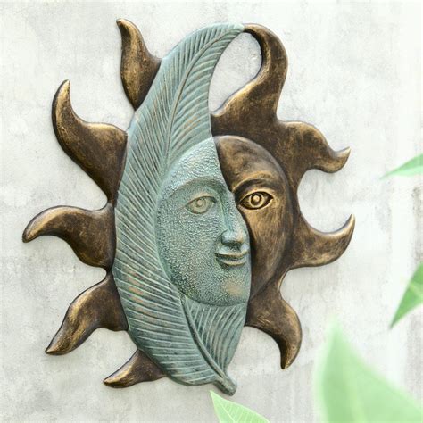 Leaf and Sun Face Wall Hanging - interesting alternative to sun/moon Wood Panel Wall Decor, Sun ...