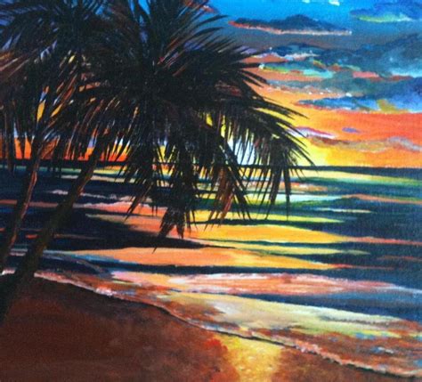 Tropical beach sunset Painting by Rubina Thomas - Fine Art America