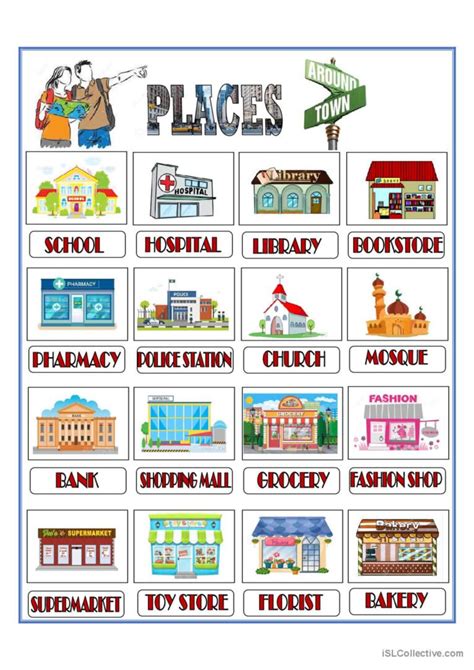 Places Around Town - Pictionar…: English ESL worksheets pdf & doc