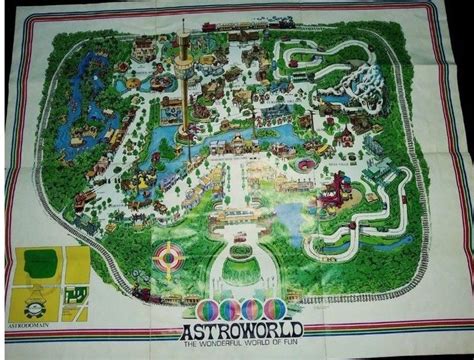 1968 SIX FLAGS ASTROWORLD AMUSEMENT PARK SOUVENIR PICTORIAL-POSTER MAP ...