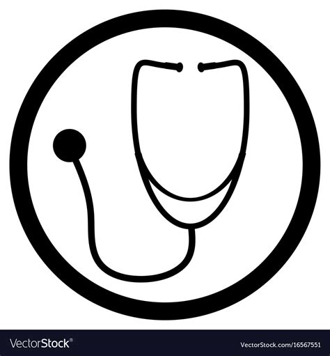 Stethoscope black white icon Royalty Free Vector Image