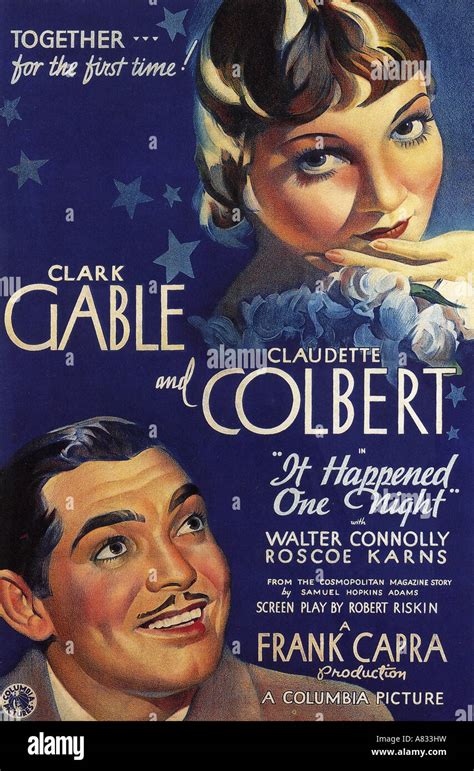 IT HAPPENED ONE NIGHT - poster for 1934 Columbia film with Clark Gable and Claudette Colbert ...