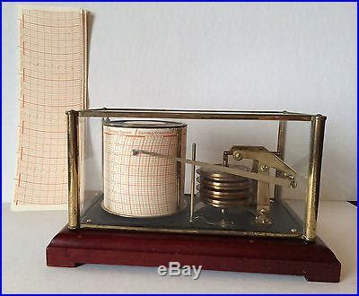 Vintage German Barograph Barometer wind up movement works extra papers | Barometers