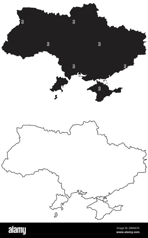 Ukraine Country Map. Black silhouette and outline isolated on white background. EPS Vector Stock ...