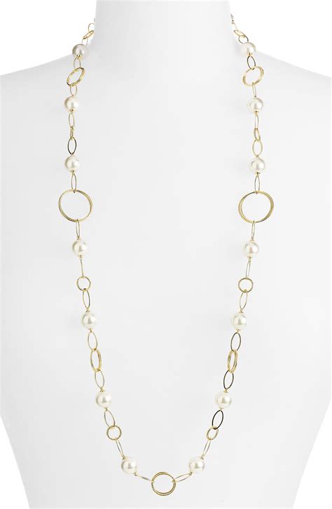 Majorica Circular Chain Loop Long Necklace in Gold | Lyst