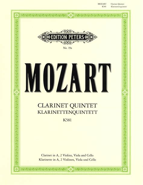 Mozart, Wolfgang Amadeus: Clarinet Quintet, K. 581 (parts) | Peters ...