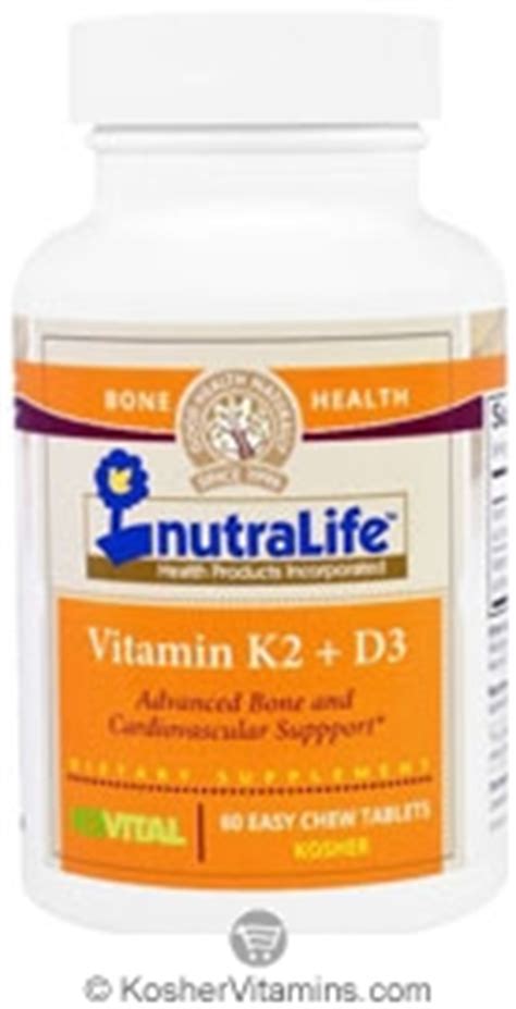 NutraLife Kosher Vitamin K2 + D3 Chewable Cherry Flavor 60 Tablets ...