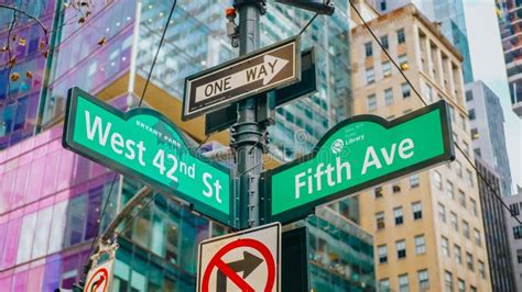 Fifth Avenue Street Sign in New York Stock Image - Image of girl ...