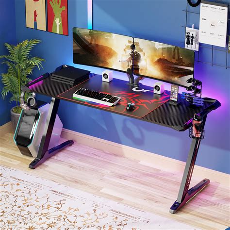 EUREKA ERGONOMIC Gaming Desk Z60 Computer Gaming Desk with RGB Lighting ...