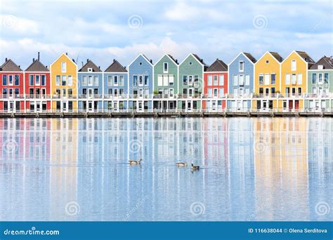 Houten, Netherlands - Traditional Dutch Houses on Canal Stock Photo ...