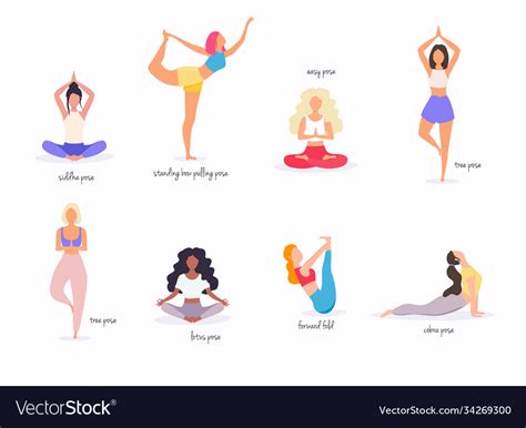 Woman in various poses yoga shapes Royalty Free Vector Image