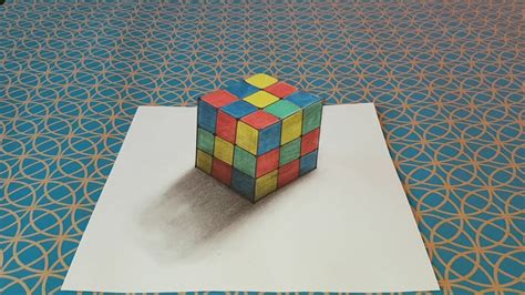 Comment dessiner un rubik's cube , illusion d'optique, 3d , réaliste - YouTube