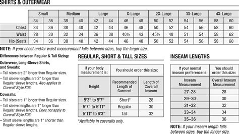 Carhartt Sizing Charts