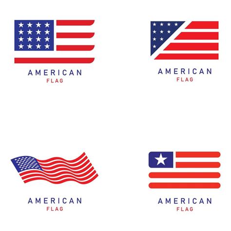 set of American flag logo design elements vector icons 13080036 Vector ...