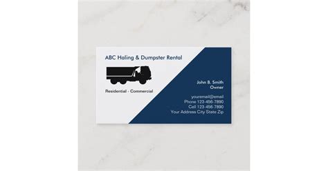 Junk Removal And Dumpster Business Cards | Zazzle