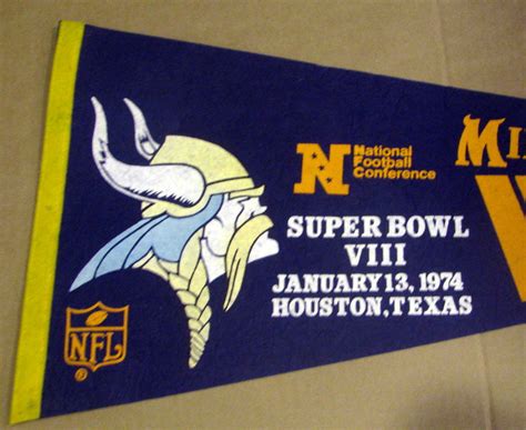 Lot Detail - 1974 MINNESOTA VIKINGS SUPER BOWL VIII PENNANT