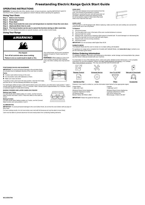 Whirlpool Freestanding Electric Range User Guide