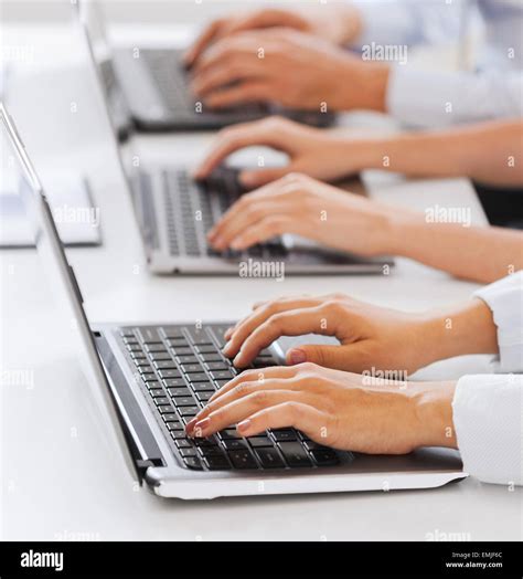 group of people working with laptops in office Stock Photo - Alamy