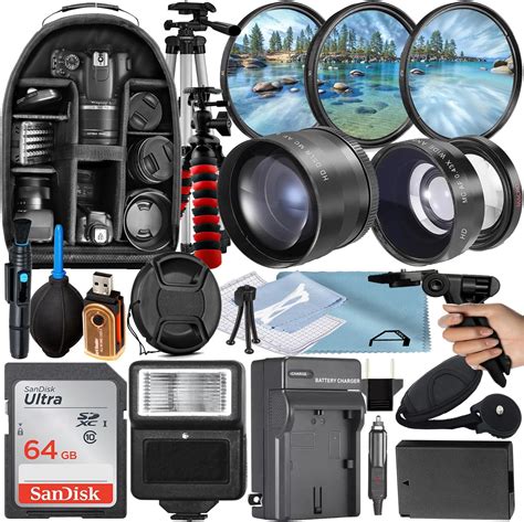 Amazon.com : A-Cell 58MM Accessory Bundle for Canon EOS Rebel T7, T6, T5, T3, T100, 4000D, 3000D ...