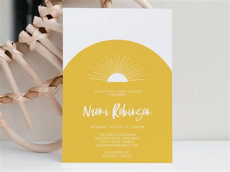 Modern Sun Baby Shower Invitation Instant Download Editable | Etsy