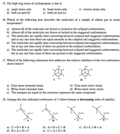 Solved 15. The high ring strain of cyclopropane is due | Chegg.com