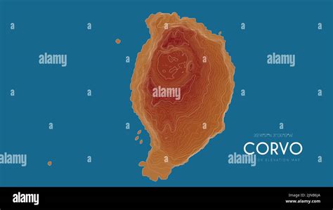 Topographic map of Corvo, Azores Islands, Portugal. Vector detailed ...