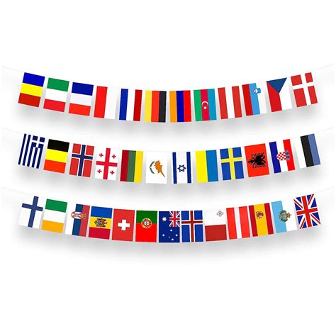 Eurovision Party Decorations Bunting Banner, European 37 Nation Flags 2024 Euro Football Games ...