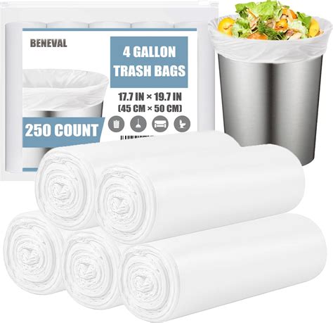 Amazon.com: Beneval 4 Gallon Small Trash Bags, 250 Count, Unscented ...