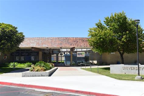 IRVINE, CALIFORNIA - 16 APRIL 2020: Entrance at University High School ...