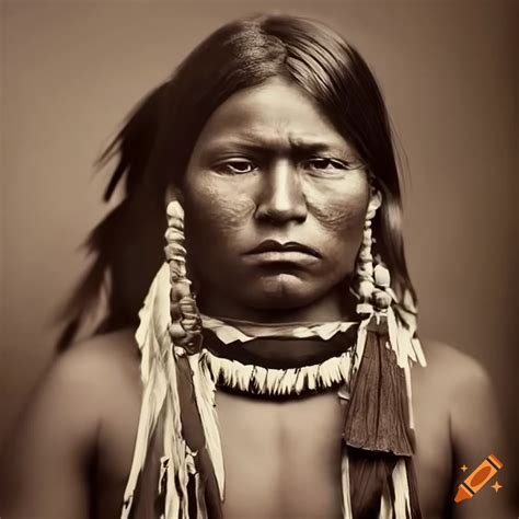 Photo of a young apache warrior from the 19th century on Craiyon