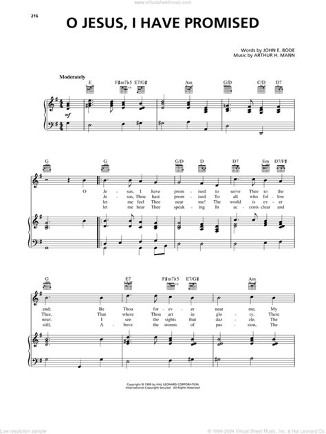 O Jesus, I Have Promised sheet music for voice, piano or guitar