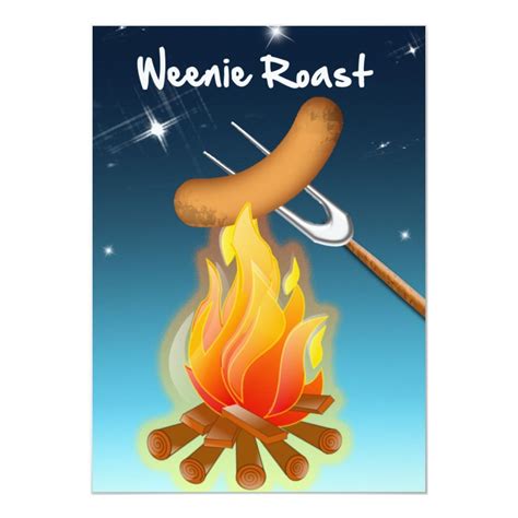 Hot Dog Over Campfire Weenie Roast Invitation | Zazzle | Weenie, Roast, Hot dogs