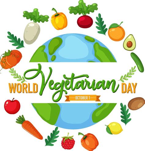 World Vegetarian Day logo with vegetable and fruit 5098249 Vector Art ...