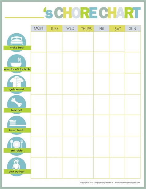 Free Printable Weekly Chore Charts