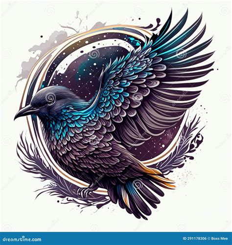 Wings of a Raven. Illustration of a Flying Bird Stock Illustration ...