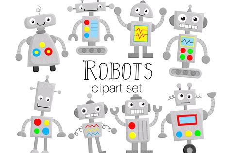 Cute Robots Clipart Illustrations | Custom-Designed Illustrations ~ Creative Market