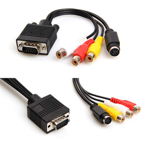 Cables Cable VGA a RCA VGA Macho de 15 Pines a TV S-Video 3 RCA para ...