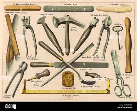 Various shoemaking tools Stock Photo - Alamy