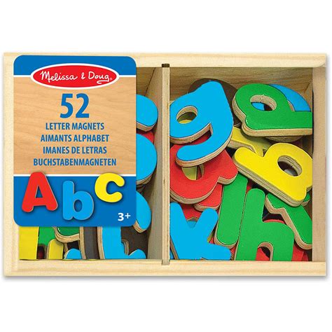 Melissa & Doug Wooden Letter Alphabet Magnets In A Box - 52 Pieces Developmental Toys - Sturdy ...