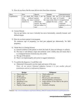 Short case examination pelvic mass-ovarian mass | PDF