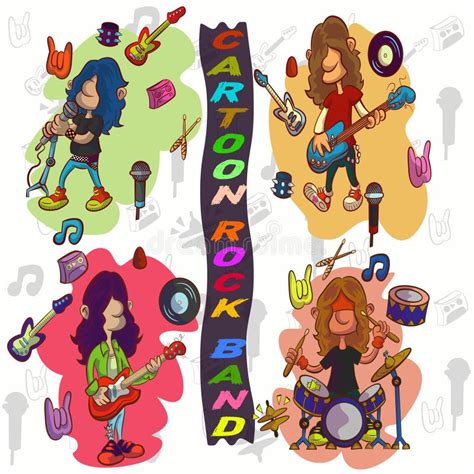 Cartoon Rock Band Music Art Vector Rock N Roll Stock Vector ...