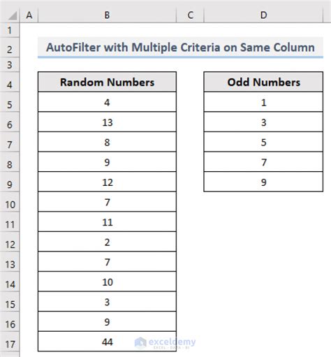 VBA to AutoFilter with Multiple Criteria on Same Field in Excel (4 Methods)