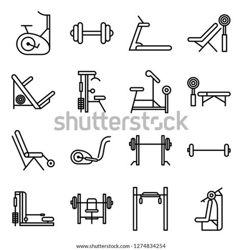 Gym Equipment Icons Pack Isolated Gym Stock Vector (Royalty Free) 1274834254 | Shutterstock