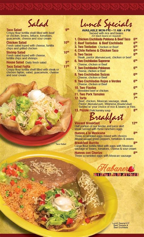 Habanero Mexican Fine Cuisine menu in Joliet, Illinois, USA