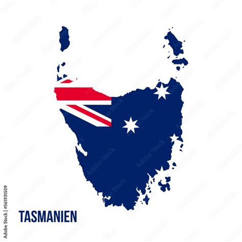 Tasmania map with flag color. Map of Tasmania with flag Australia. flag of Australia vector ...