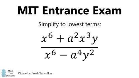 How To Solve An MIT Entrance Exam Problem, Algebra 1869 | Algebra problems, Algebra, Math ...