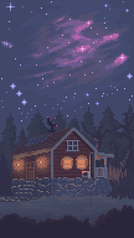 [OC] The night sky : PixelArt | Pixel art landscape, Pixel art design, Cool pixel art